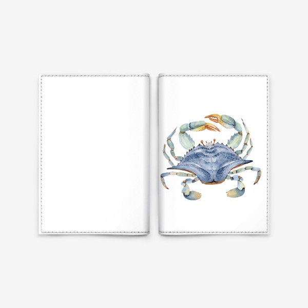 Обложка для паспорта «синий краб акварель »