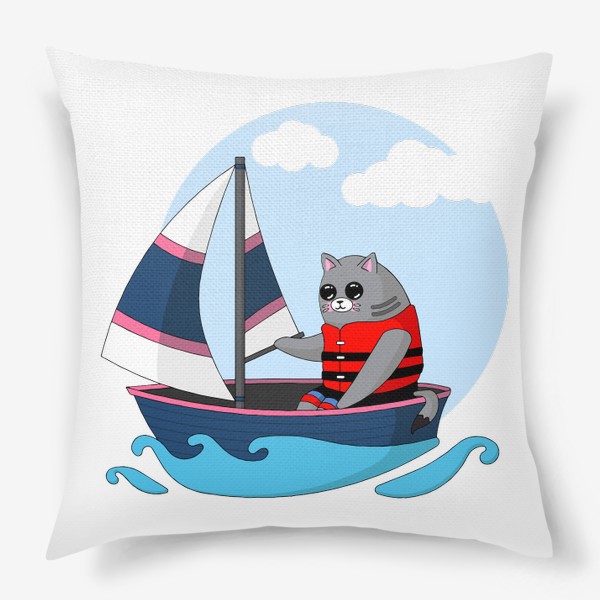 Подушка «Кот в лодке»