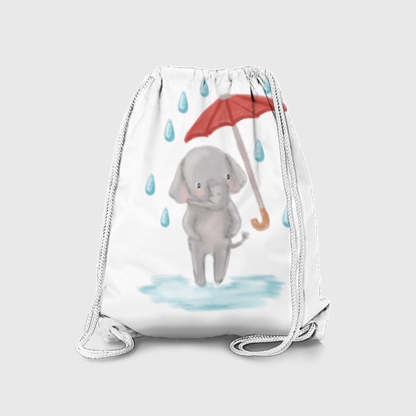Рюкзак «Милый рисунок слоник с красным зонтиком »