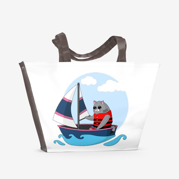 Пляжная сумка «Кот в лодке»