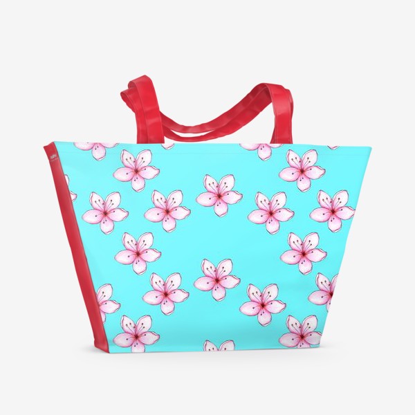 Пляжная сумка «Цветы на голубом»