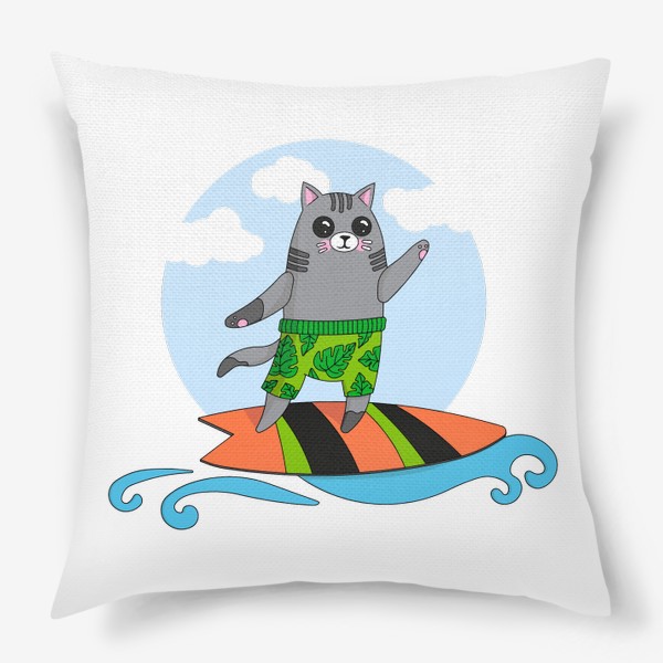 Подушка «Кот сёрфер»