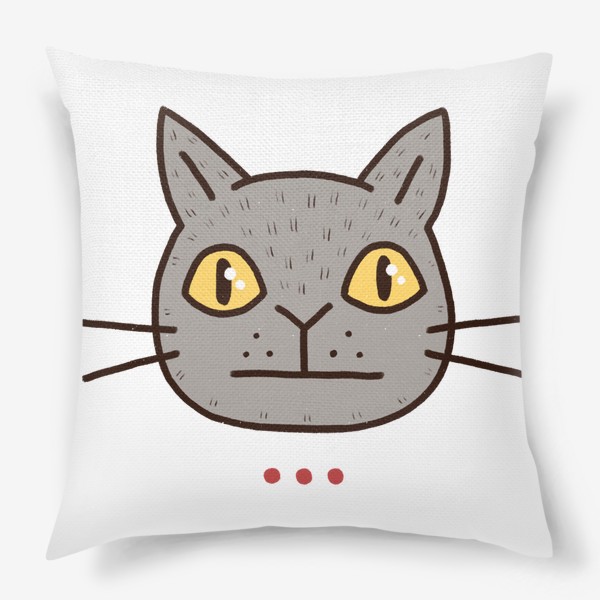 Подушка «Серый кот в шоке»