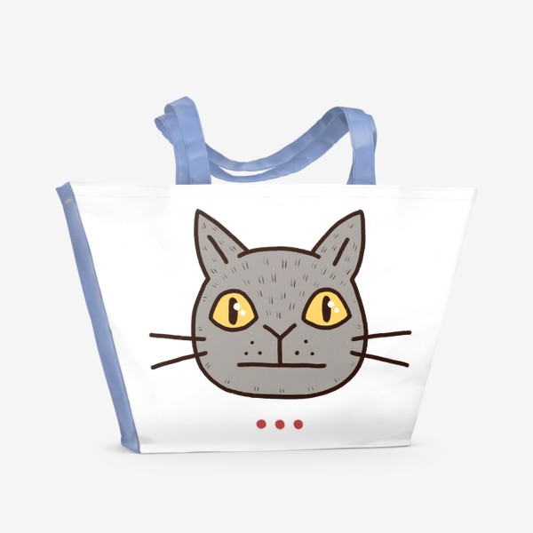 Пляжная сумка «Серый кот в шоке»