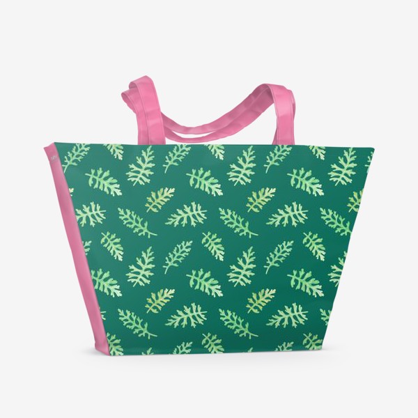 Пляжная сумка «Паттерн "Листья на зеленом"»