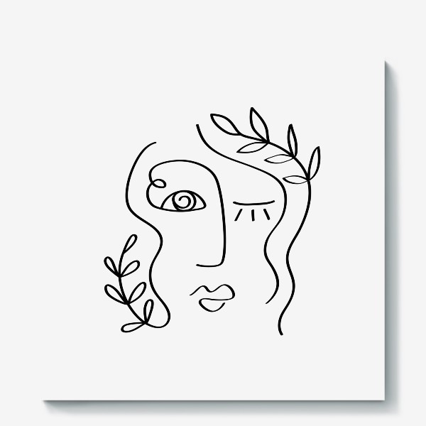 Холст &laquo;Абстрактный скетч - Девушка - рисунок одной линией - Минималистичный модный принт&raquo;