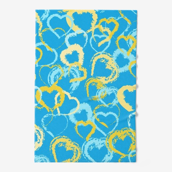 Полотенце «Золотые и голубые сердца на синем фоне»