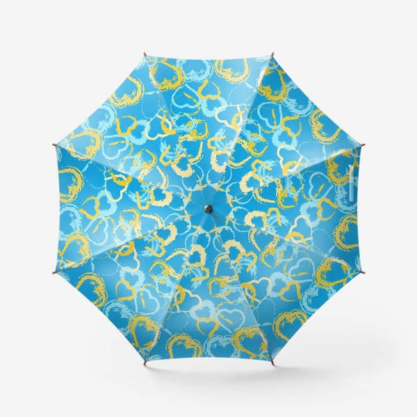 Зонт «Золотые и голубые сердца на синем фоне»