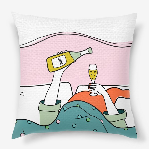 Подушка «Девушка и вино»