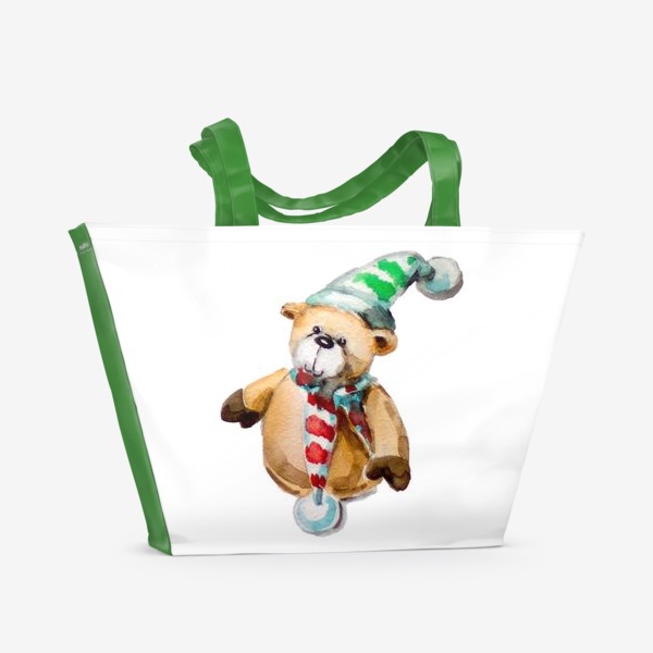 Пляжная сумка «Новогодний мишка»