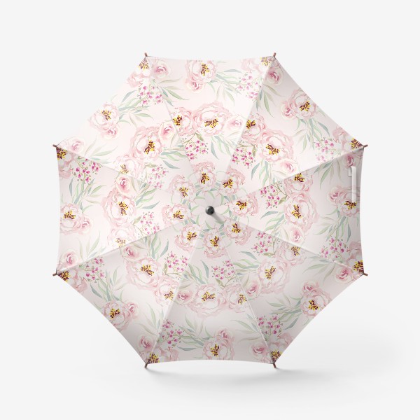 Зонт «Весенние розовые цветы. Нежные пионы. Паттерн»