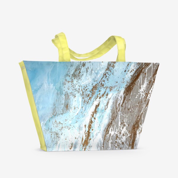Пляжная сумка «Голубая абстракция акрилом»
