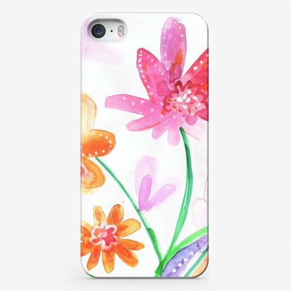 Чехол iPhone «Экзотические цветы, скетч, акварель»