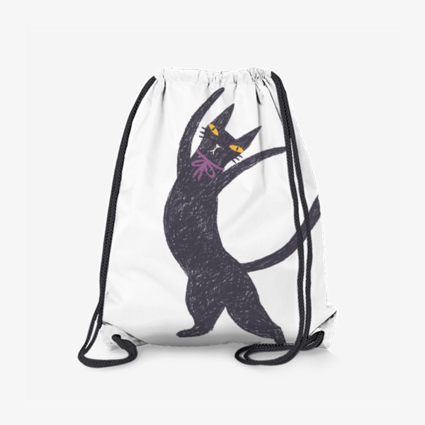 Рюкзак «Черная кошка с лиловым бантом #4»