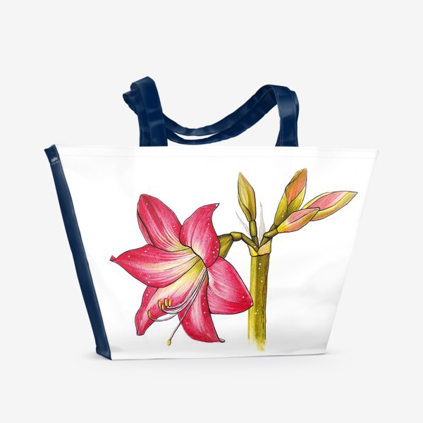 Пляжная сумка «Красный цветок. Амариллис»