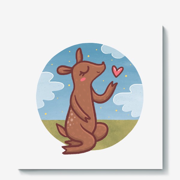 Холст «Милый влюблённый оленёнок »