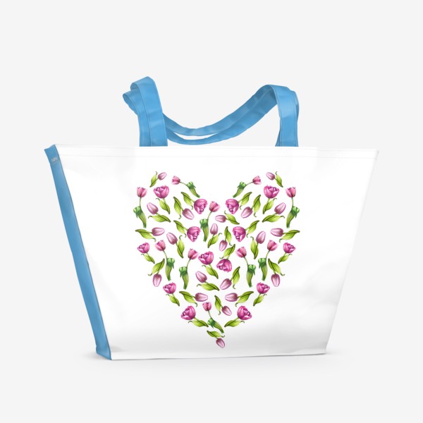 Пляжная сумка «Акварельные тюльпаны. Сердце.»
