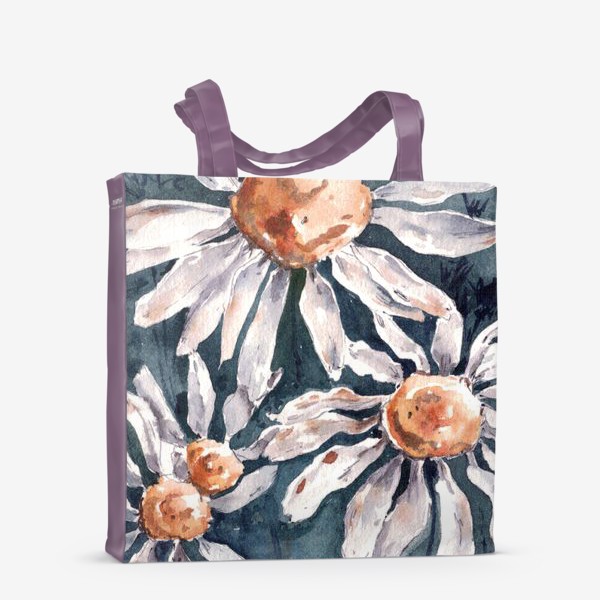 Сумка-шоппер «Акварельные цветы ромашки в подарок»