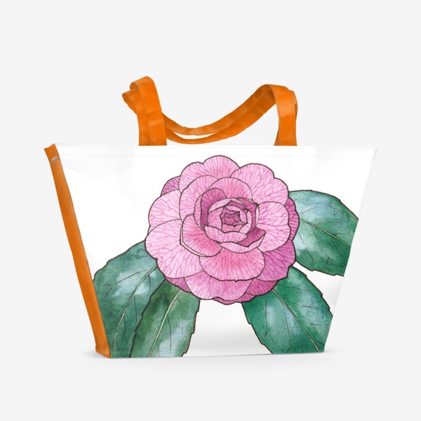 Пляжная сумка «Цветы. Розовая камелия»