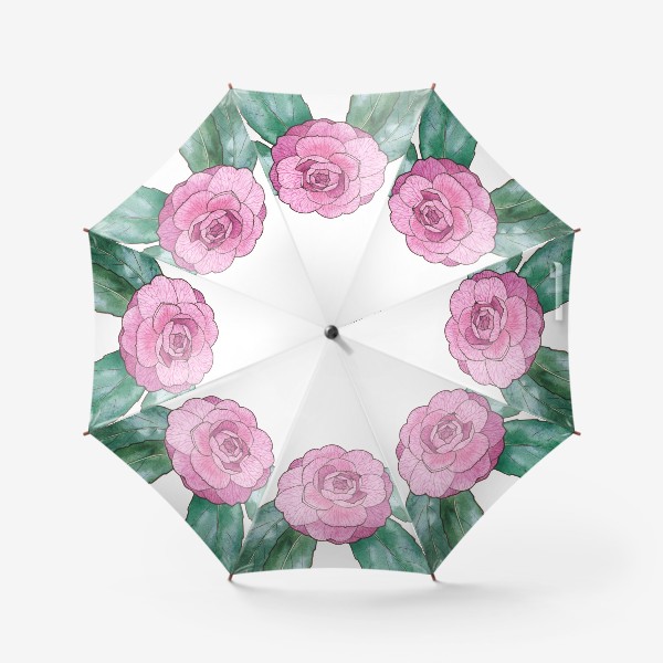 Зонт «Цветы. Розовая камелия»