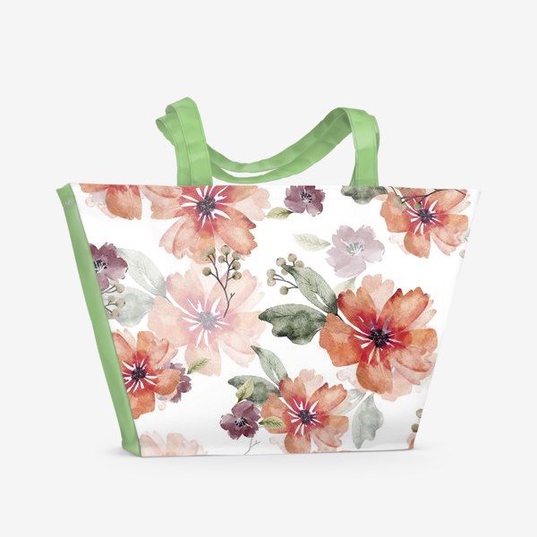 Пляжная сумка &laquo;цветочный акварельный паттерн &raquo;