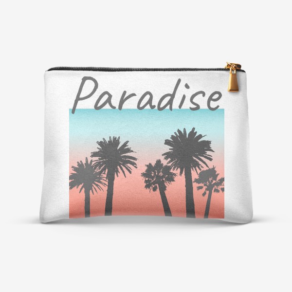 Косметичка «Пальмы на закате с надписью Paradise»
