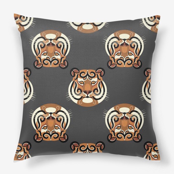Подушка «Сибирский тигр, стилизация. Паттерн»