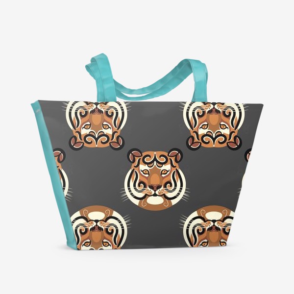 Пляжная сумка «Сибирский тигр, стилизация. Паттерн»