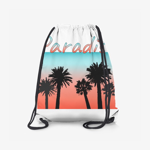 Рюкзак «Paradise, пальмы на закате с надписью»