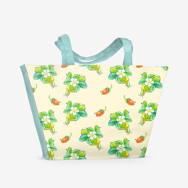 Пляжная сумка «Улитка и ягоды. Текстура. Бежевый фон.»