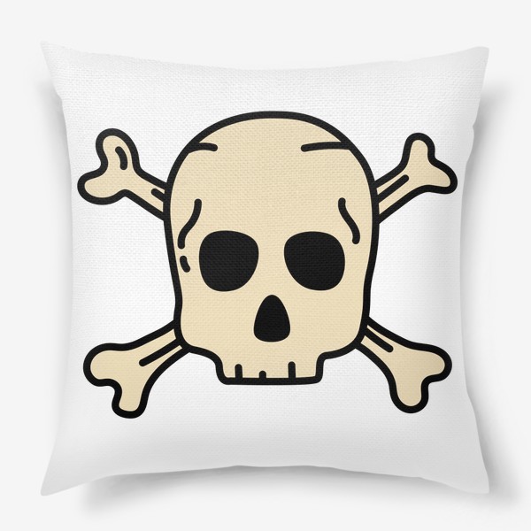 Подушка «Пиратский знак. Череп с костями. Скелет. Лого пиратов»