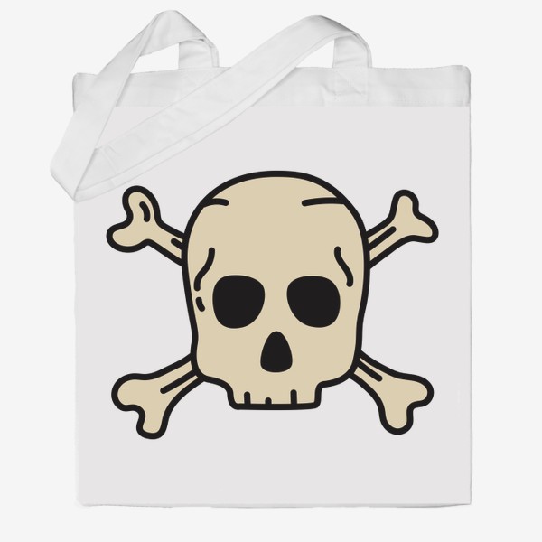 Сумка хб &laquo;Пиратский знак. Череп с костями. Скелет. Лого пиратов&raquo;