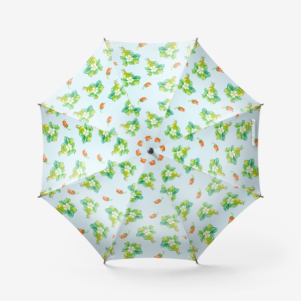 Зонт «Улитка и ягоды. Текстура. Голубой фон.»