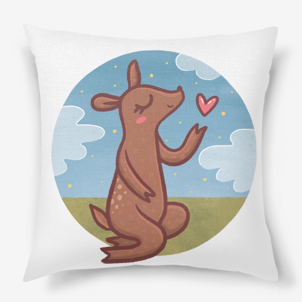 Подушка «Милый влюблённый оленёнок »
