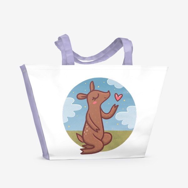 Пляжная сумка «Милый влюблённый оленёнок »