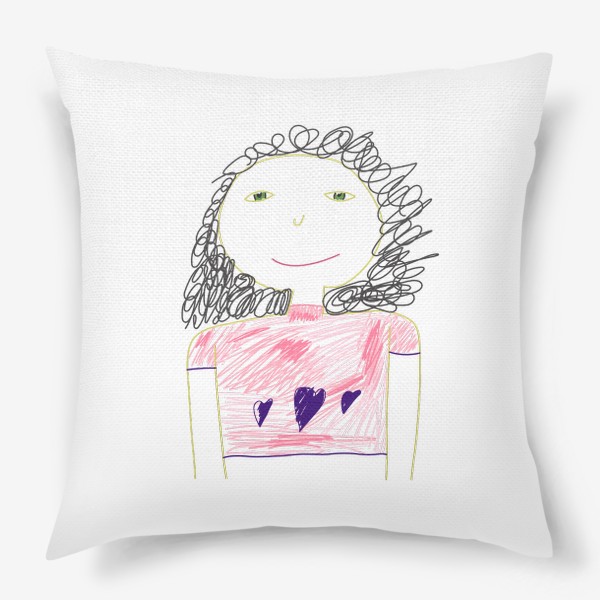 Подушка «Портрет девочки. Детское творчество.»