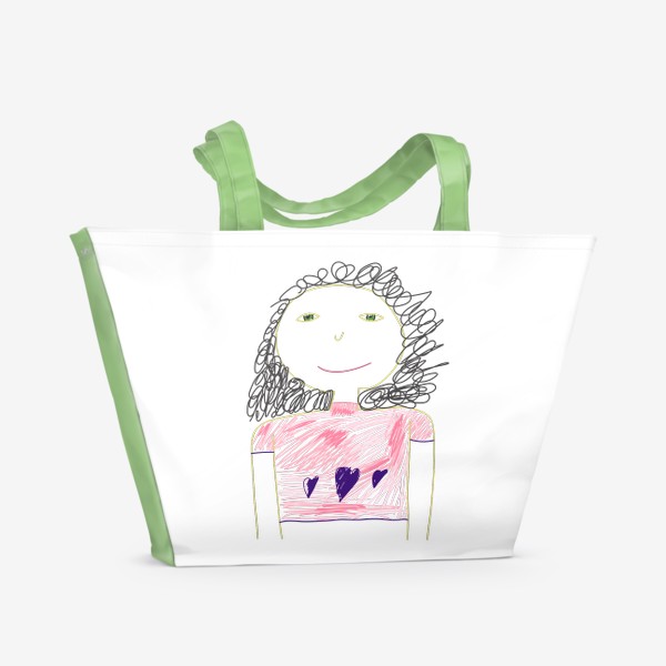 Пляжная сумка «Портрет девочки. Детское творчество.»