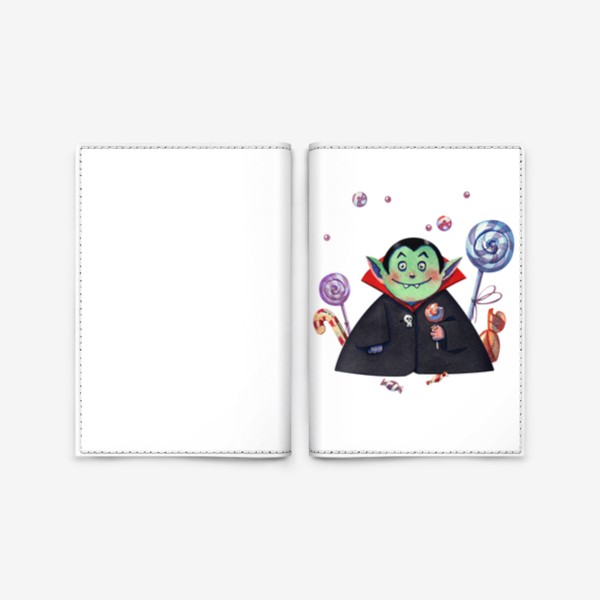 Обложка для паспорта «маленький вампир с леденцами.»