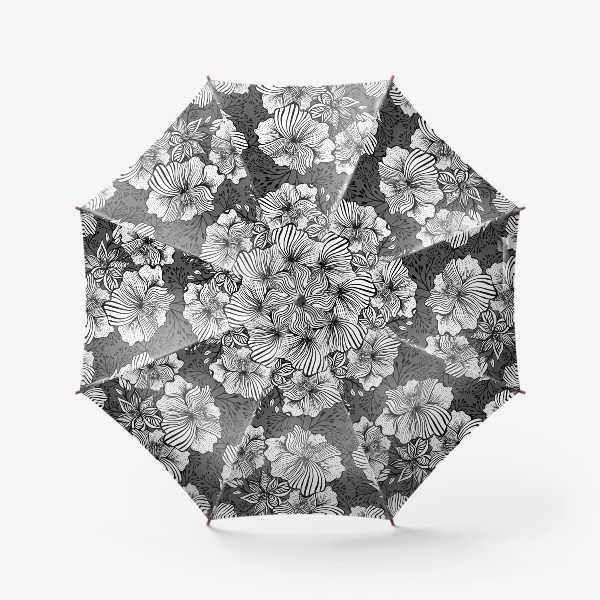 Зонт «Красивый черно-белый графический принт в стиле зен дудл»