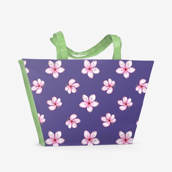Пляжная сумка &laquo;Цветы на фиолетовом &raquo;