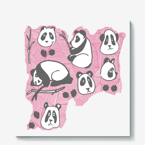 Холст «Панда на розовом»
