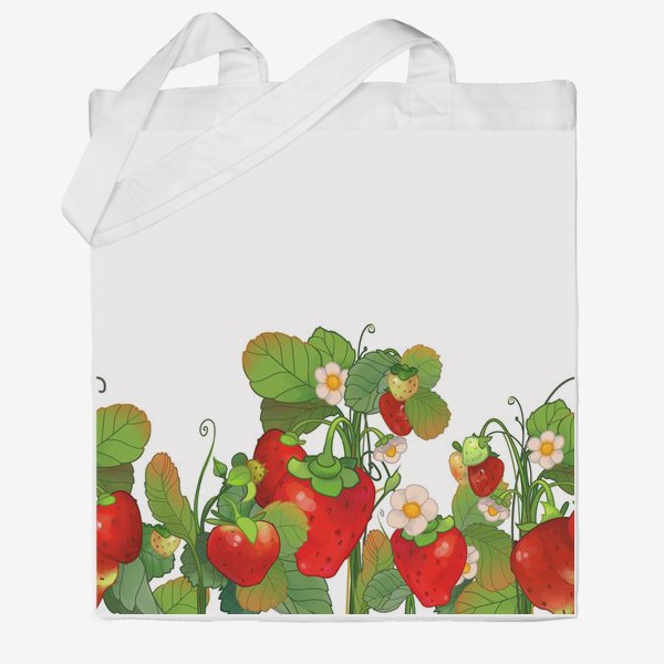 Сумка хб &laquo;непрерывный ботанический бордюр из цветов и ягод клубники&raquo;