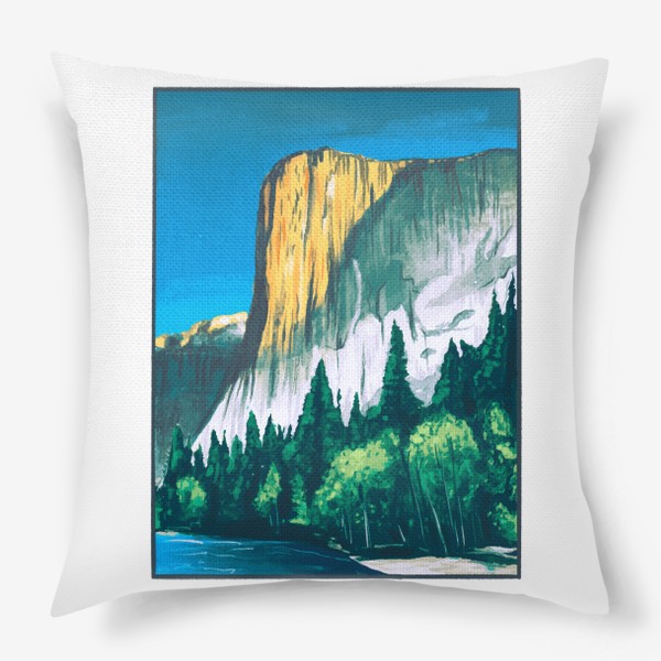 Подушка «Весна и Лето в Йосемити - Горный пейзаж»