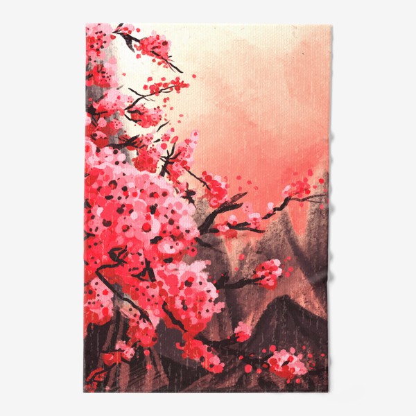 Полотенце «Цветение Сакуры на рассвете - Пейзаж»