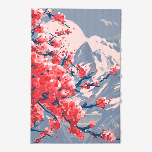 Полотенце &laquo;Цветение Сакуры на фоне Фудзи - Пейзаж&raquo;