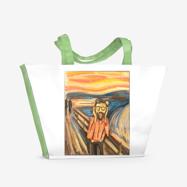 Пляжная сумка «Крик Хипстера - Пародия на картину Крик Мунка»