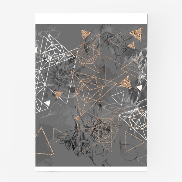 Постер «Лилии и  геометрия на сером»