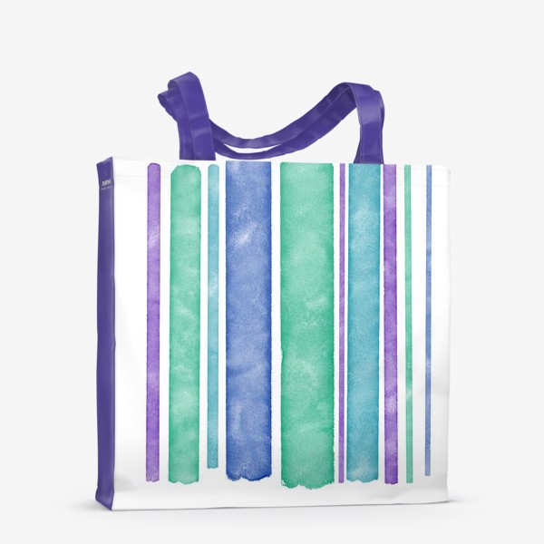 Сумка-шоппер «Бирюзовый и фиолетовый, полоски»
