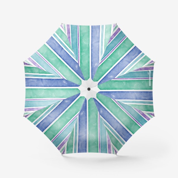 Зонт «Бирюзовый и фиолетовый, полоски»