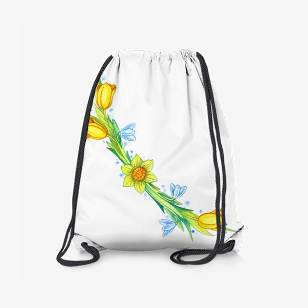 Рюкзак «Орнамент с цетами. Нарцисс, тюльпан, подснежник.»